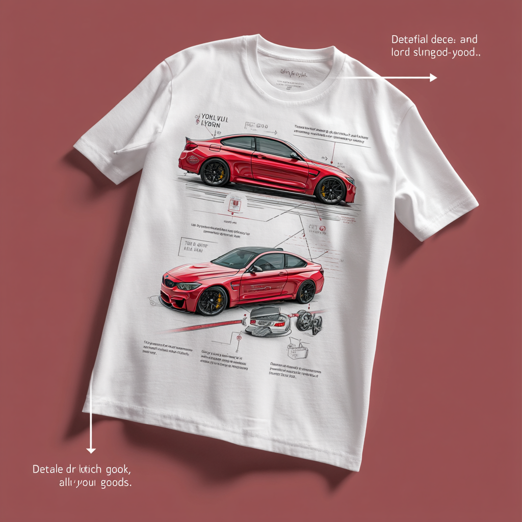 Custom Personalized Design Embroidery & Print Custom Car T-shirt of Your Car/Truck/Bike