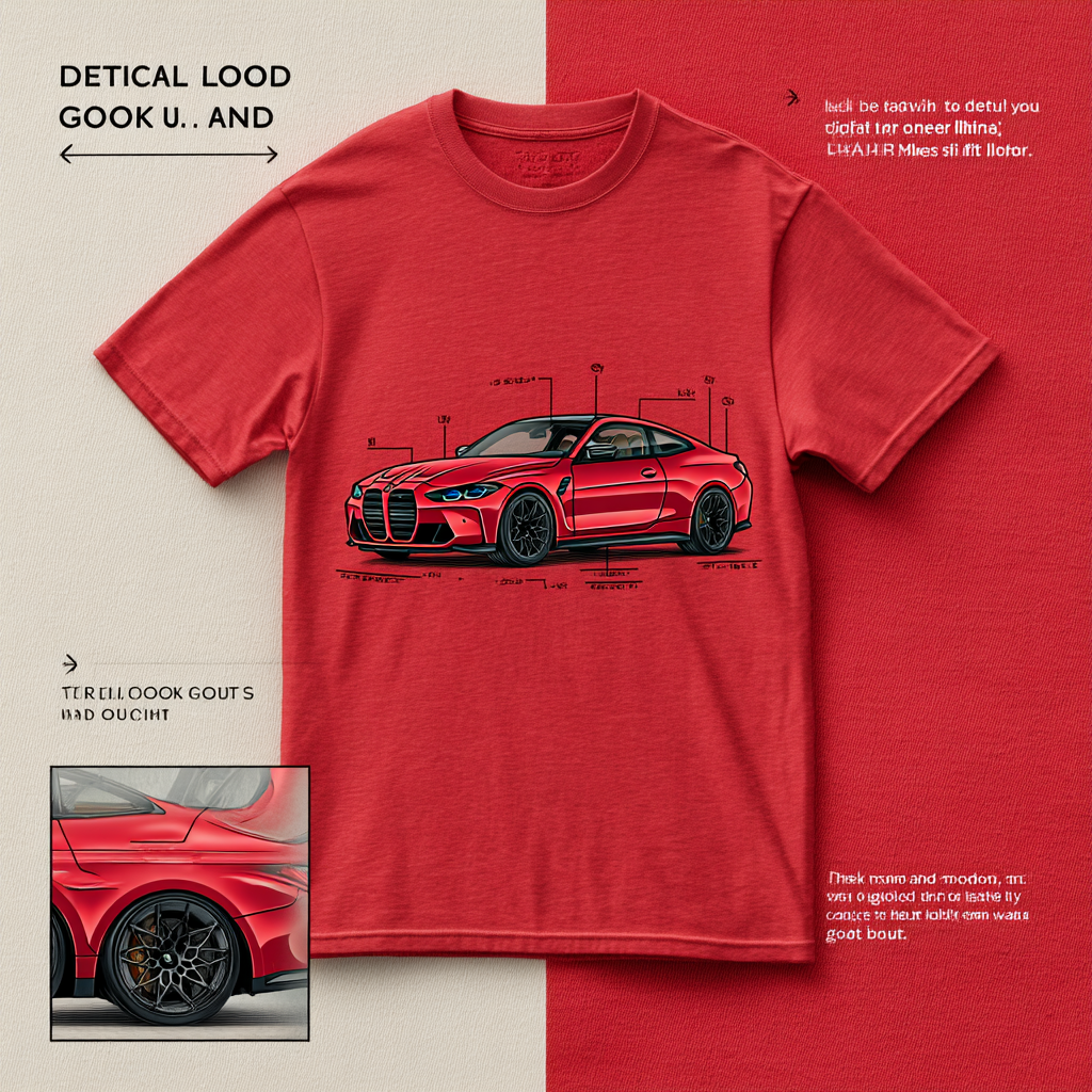Custom Personalized Design Embroidery & Print Custom Car T-shirt of Your Car/Truck/Bike