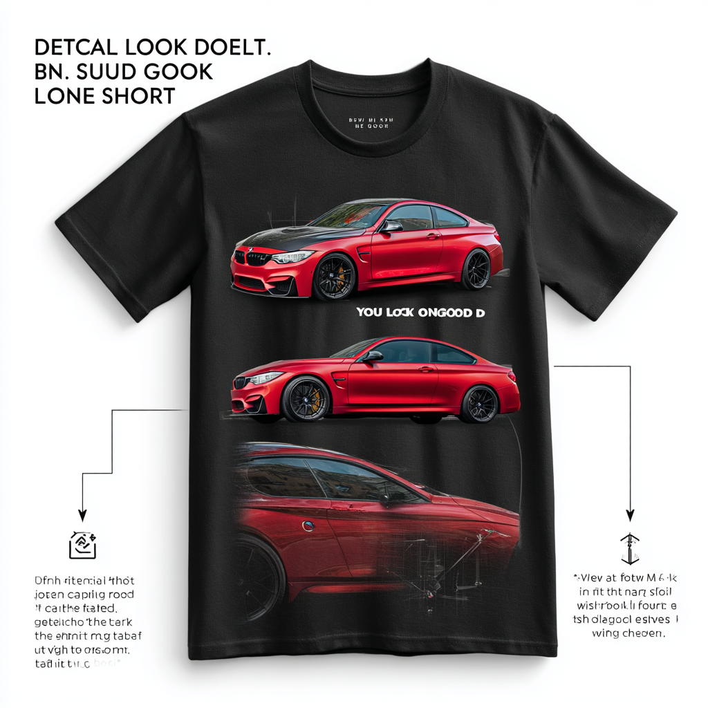 Custom Personalized Design Embroidery & Print Custom Car T-shirt of Your Car/Truck/Bike