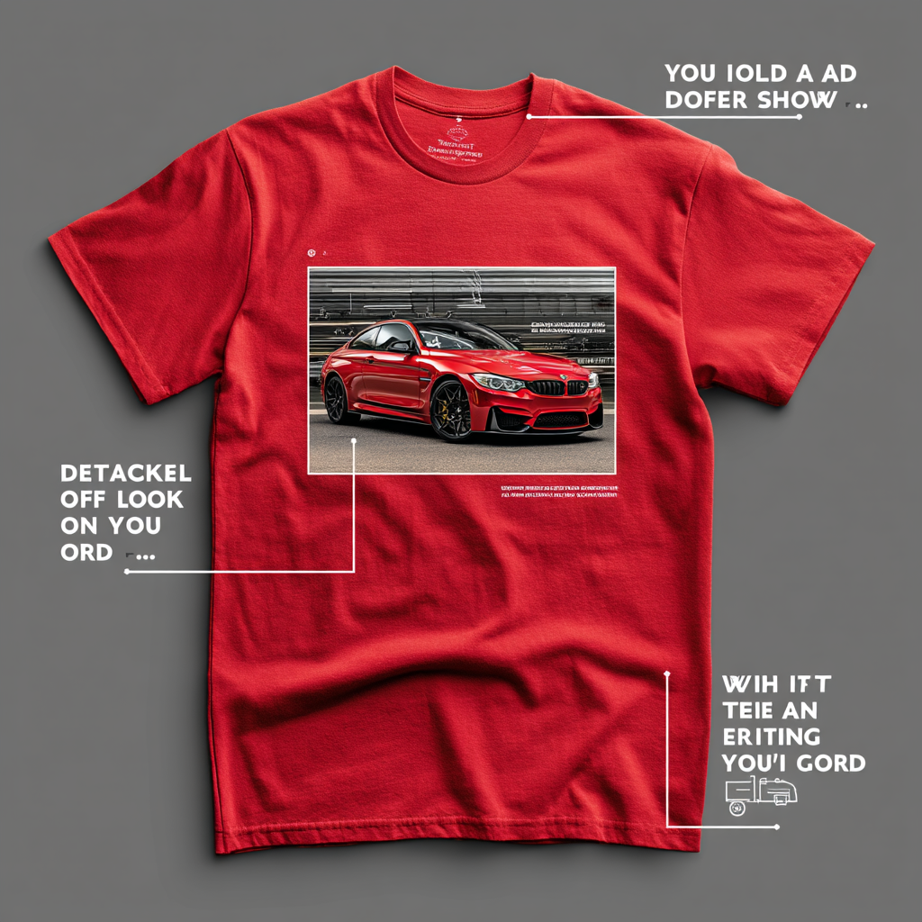 Custom Personalized Design Embroidery & Print Custom Car T-shirt of Your Car/Truck/Bike