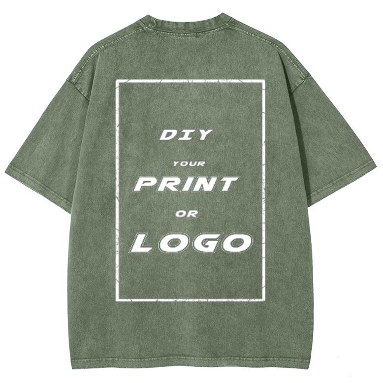 Custom DTG Graph Printing Washed T Shirt