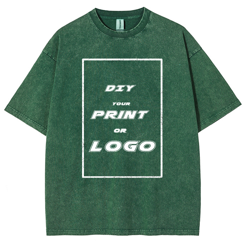 Custom DTG Graph Printing Washed T Shirt