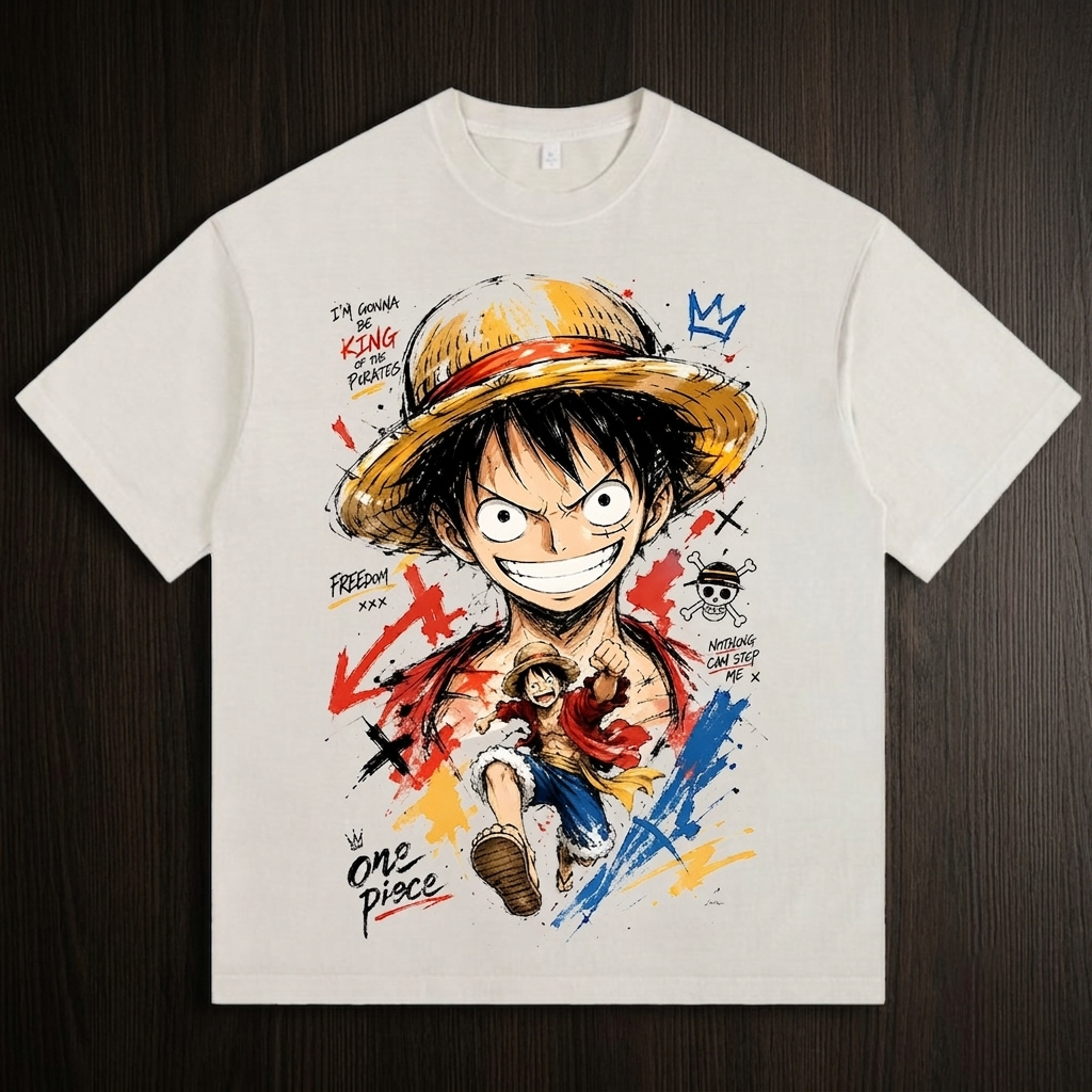 One Piece DTG Printed Washed T-shirt