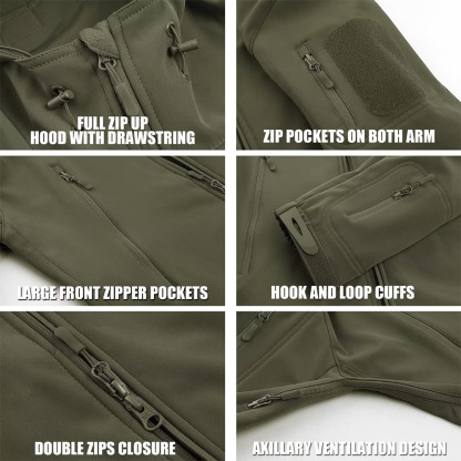 Men's Tactical Jacket 7 Pocket Performance Fleece Lined Waterproof Softshell Winter Jacket2