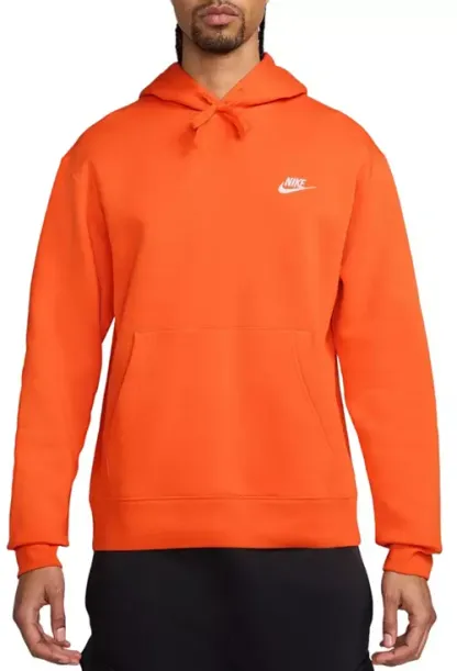 Nike Men's Orange Sportswear Club Fleece Hoodie