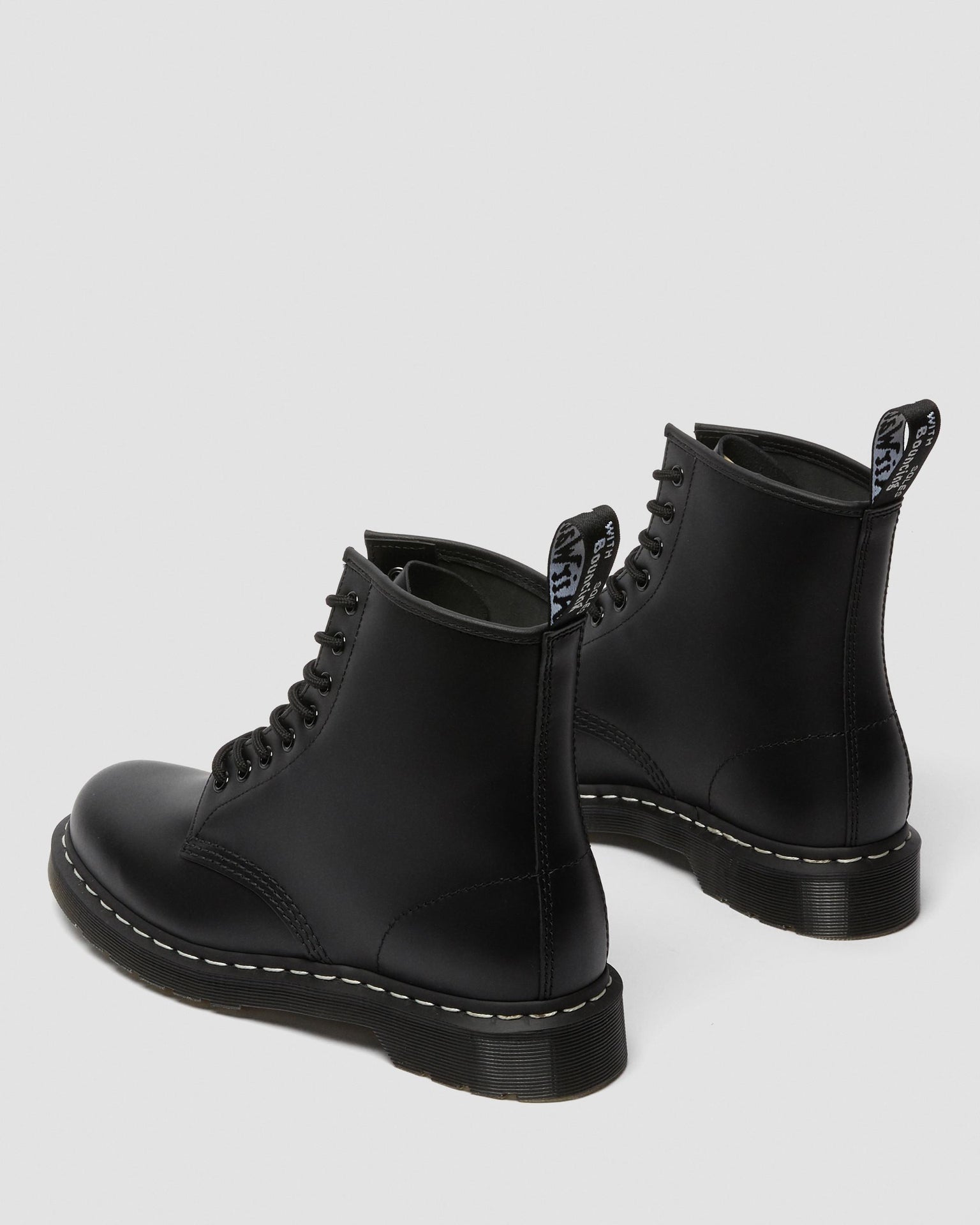 1460 White Stitch Polished Smooth Leather Ankle Boots