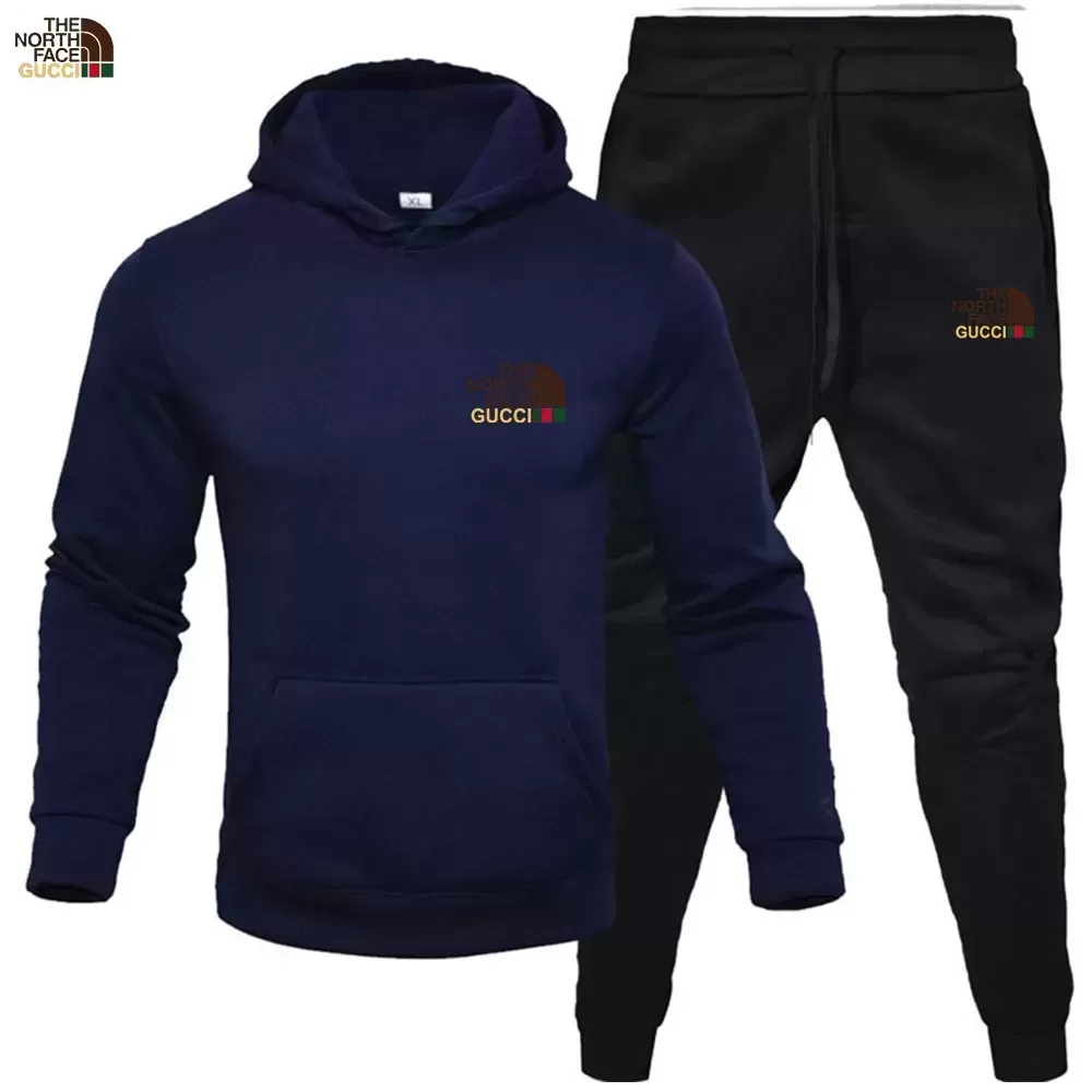 TNF® Men's hoodie sweater + trousers two sets of winter plus fleece warm coat casual suit