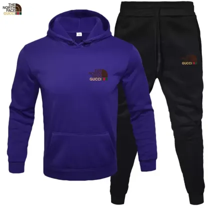 TNF® Men's hoodie sweater + trousers two sets of winter plus fleece warm coat casual suit