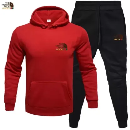 TNF® Men's hoodie sweater + trousers two sets of winter plus fleece warm coat casual suit