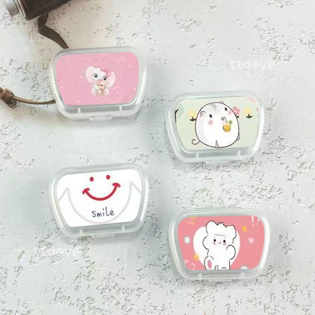 TTDeye Cartoon Mix Lens Case | Cute Travel Contact Lens Case with Mirror & Tools