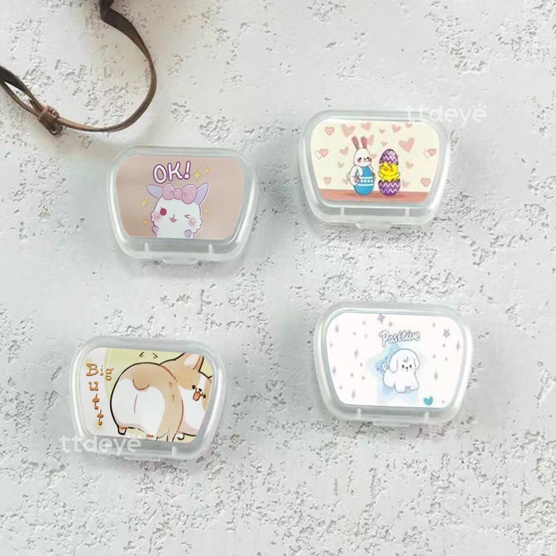 TTDeye Cartoon Mix Lens Case | Cute Travel Contact Lens Case with Mirror & Tools