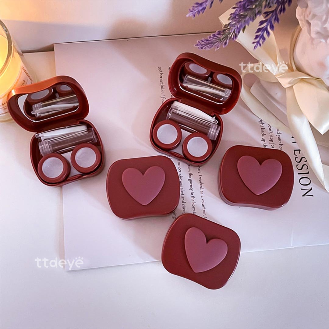 TTDeye Wine Red Heart Lens Case
