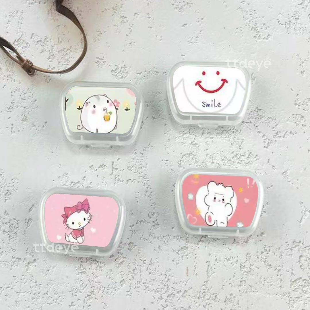 TTDeye Cartoon Mix Lens Case | Cute Travel Contact Lens Case with Mirror & Tools