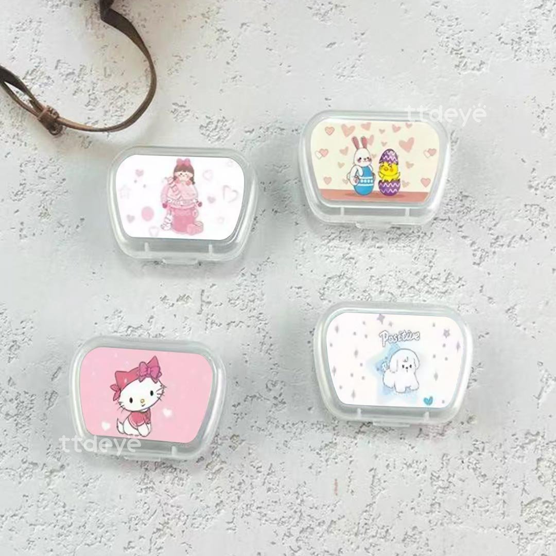 TTDeye Cartoon Mix Lens Case | Cute Travel Contact Lens Case with Mirror & Tools