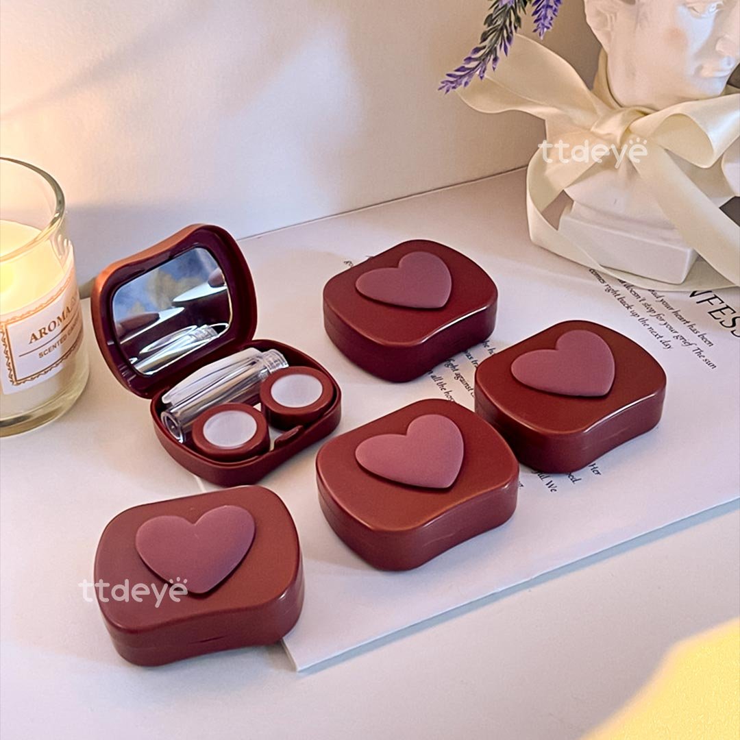 TTDeye Wine Red Heart Lens Case
