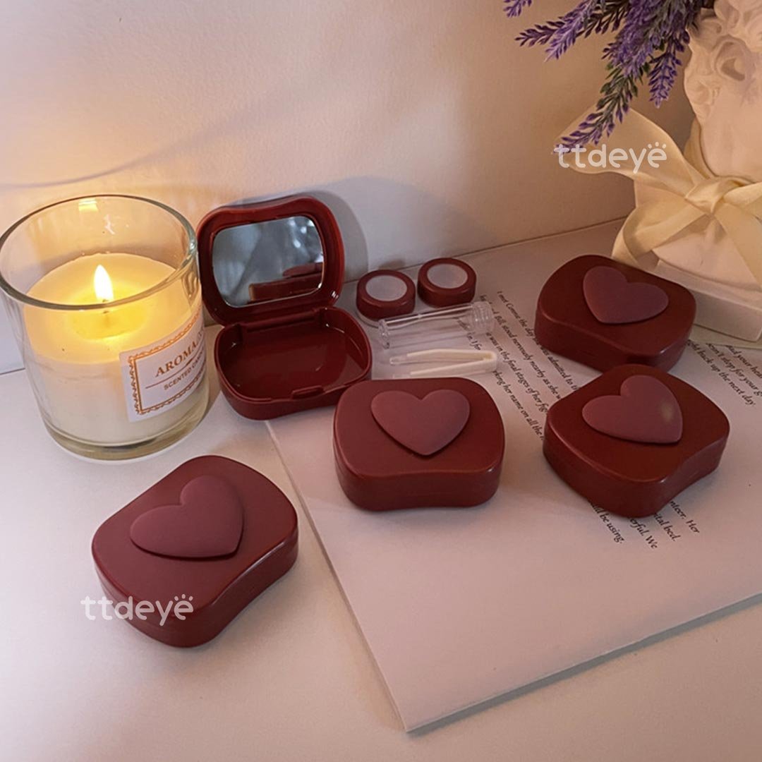 TTDeye Wine Red Heart Lens Case