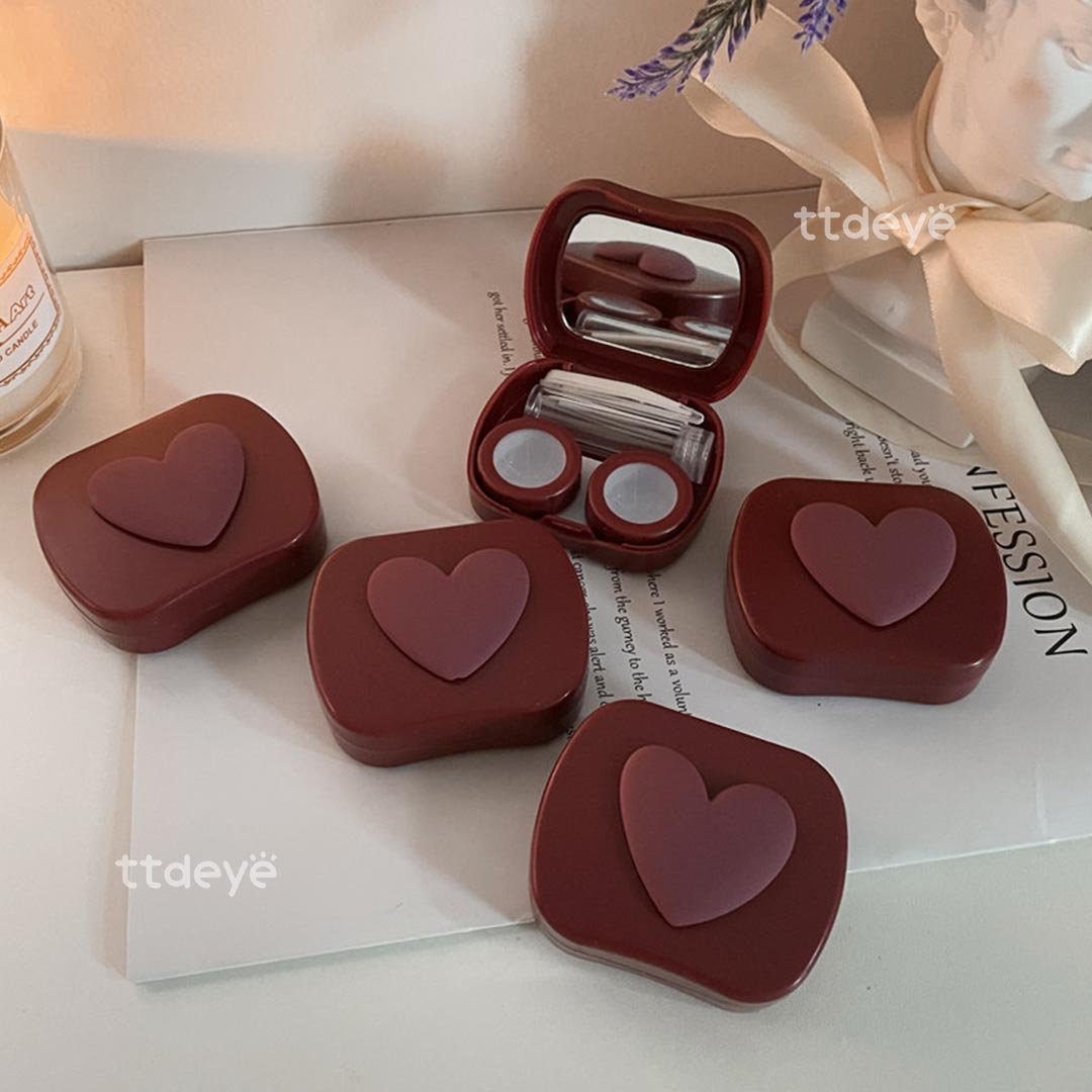 TTDeye Wine Red Heart Lens Case