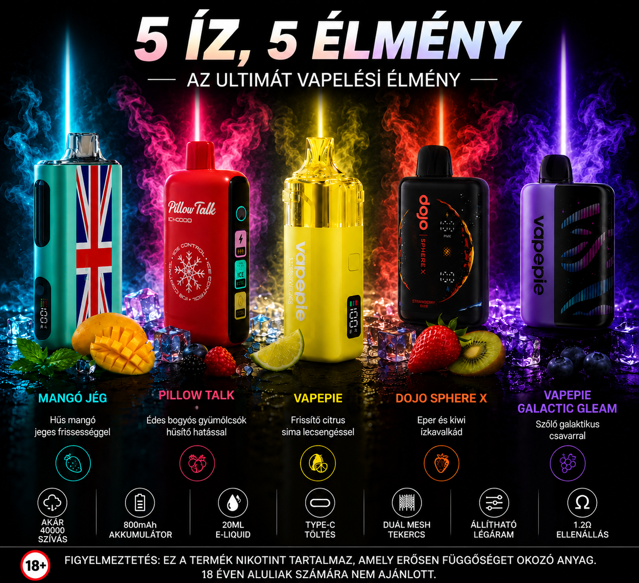 🔥Csak 4000 Ft darabonként | 5 csúcskategóriás e-cigaretta modell, egyetlen nagyszerű ár-érték arányú csomagban!