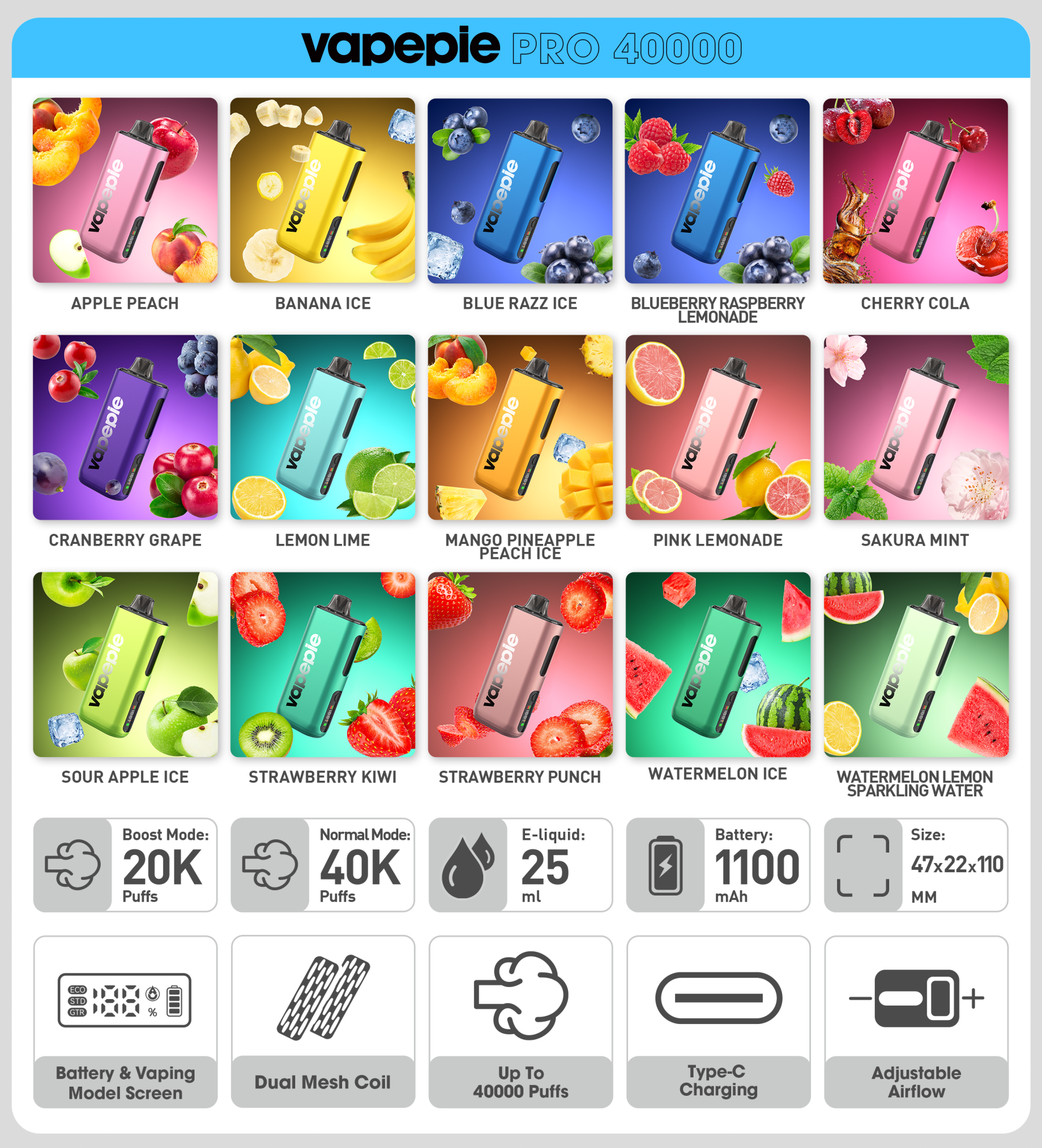 VAPEPIE Max 40000 slukk - A világ első ultravékony, második generációs e-cigarettája