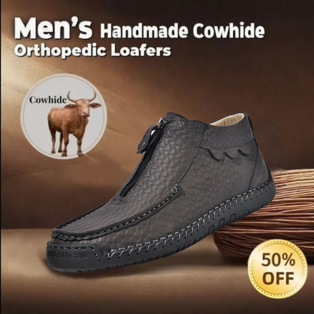 🔥Today 60% off🔥Men's handmade genuine leather slip-on loafers with arch support