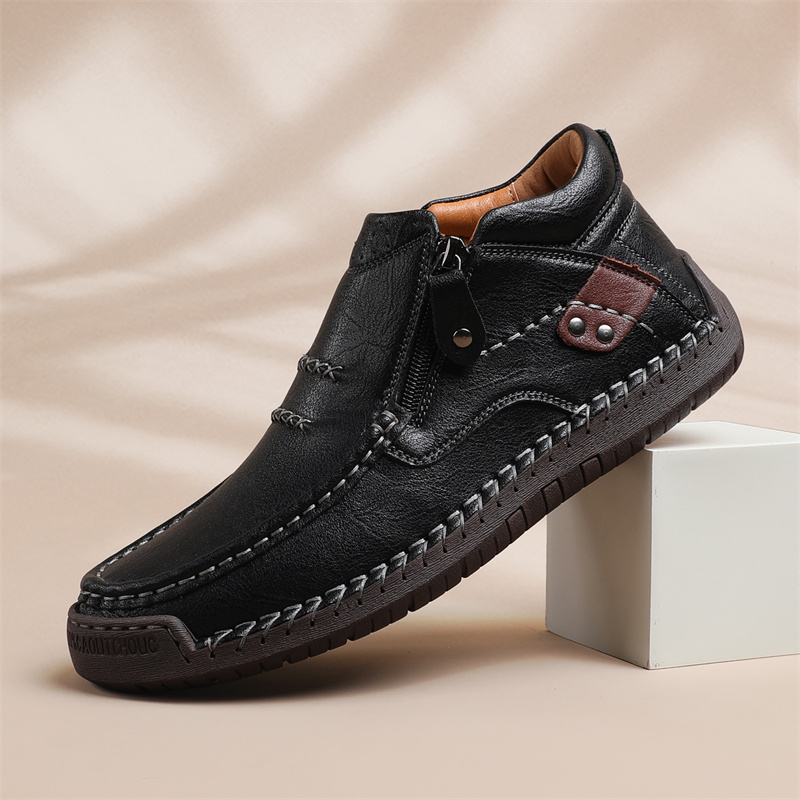 (e??��Lowest Price) Men's Waterproof Non-slip Wide Roe Handmade Cowhide Shoes Slip-on Orthopedic Shoes Driving Shoes, Suitable For Any Scene(e??��Free Orthopedic Insole)