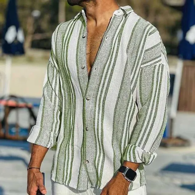 John kenson | Striped Casual Button-Up Shirt
