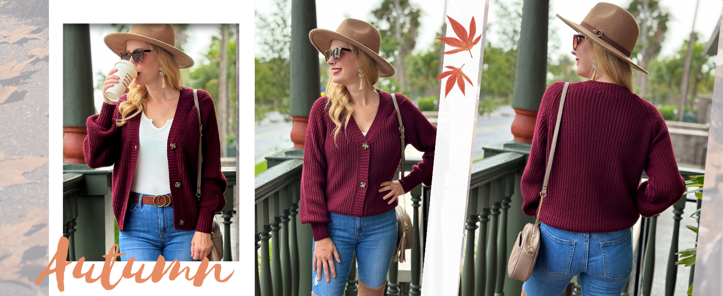 V Neck Button Loose Cardigans