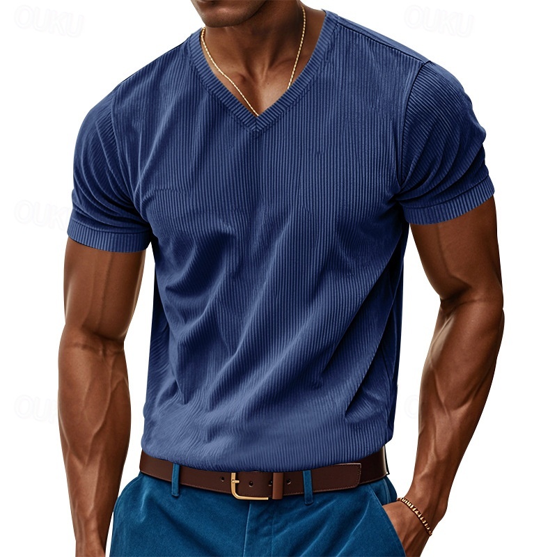 Jeffler | V-Neck Ribbed T-Shirt