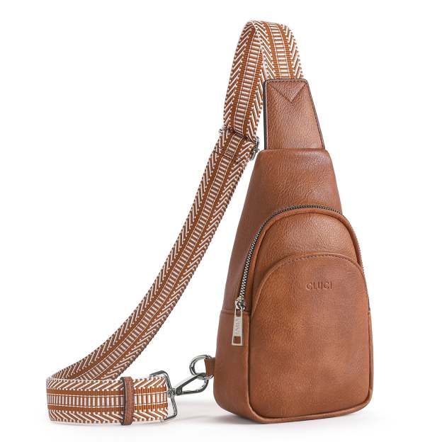 Faux Leather Small Sling Bag Fashion Waist Packs with Guitar Strap for Women's Fanny Packs