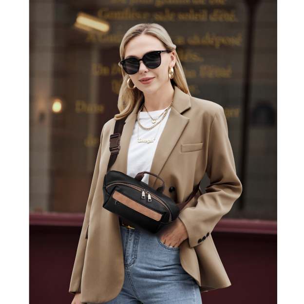 Leather Belt Bag Fanny Pack Crossbody Bags for Women Trendy Waist Bag with Adjustable Strap