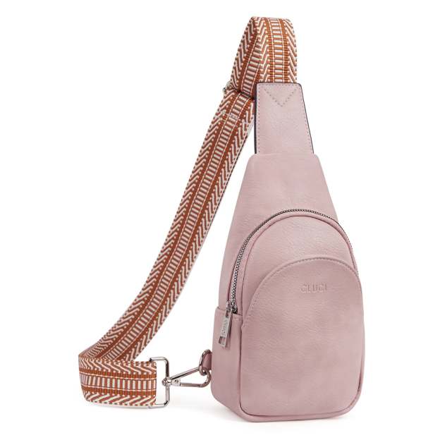 Faux Leather Small Sling Bag Fashion Waist Packs with Guitar Strap for Women's Fanny Packs