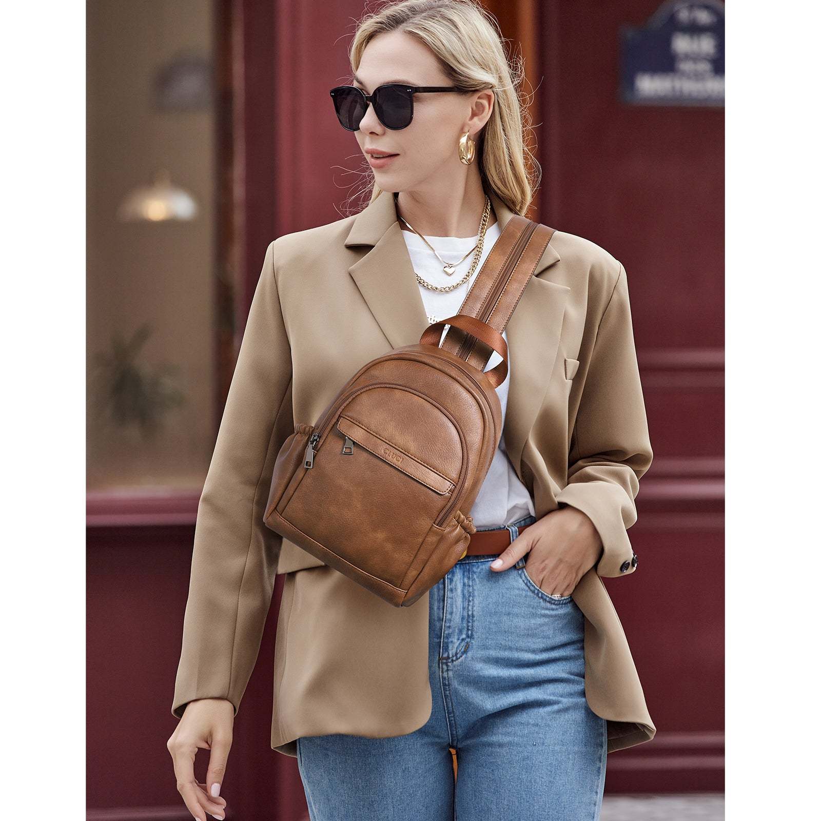 Large Size Sling Backpack Convertible Crossbody Backpack for Women Travel Hiking Cycling