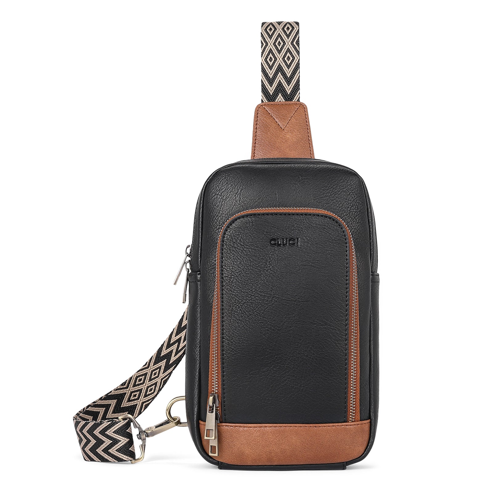 Large PU Leather Crossbody Sling Bag for Women Travel Hiking Cycling