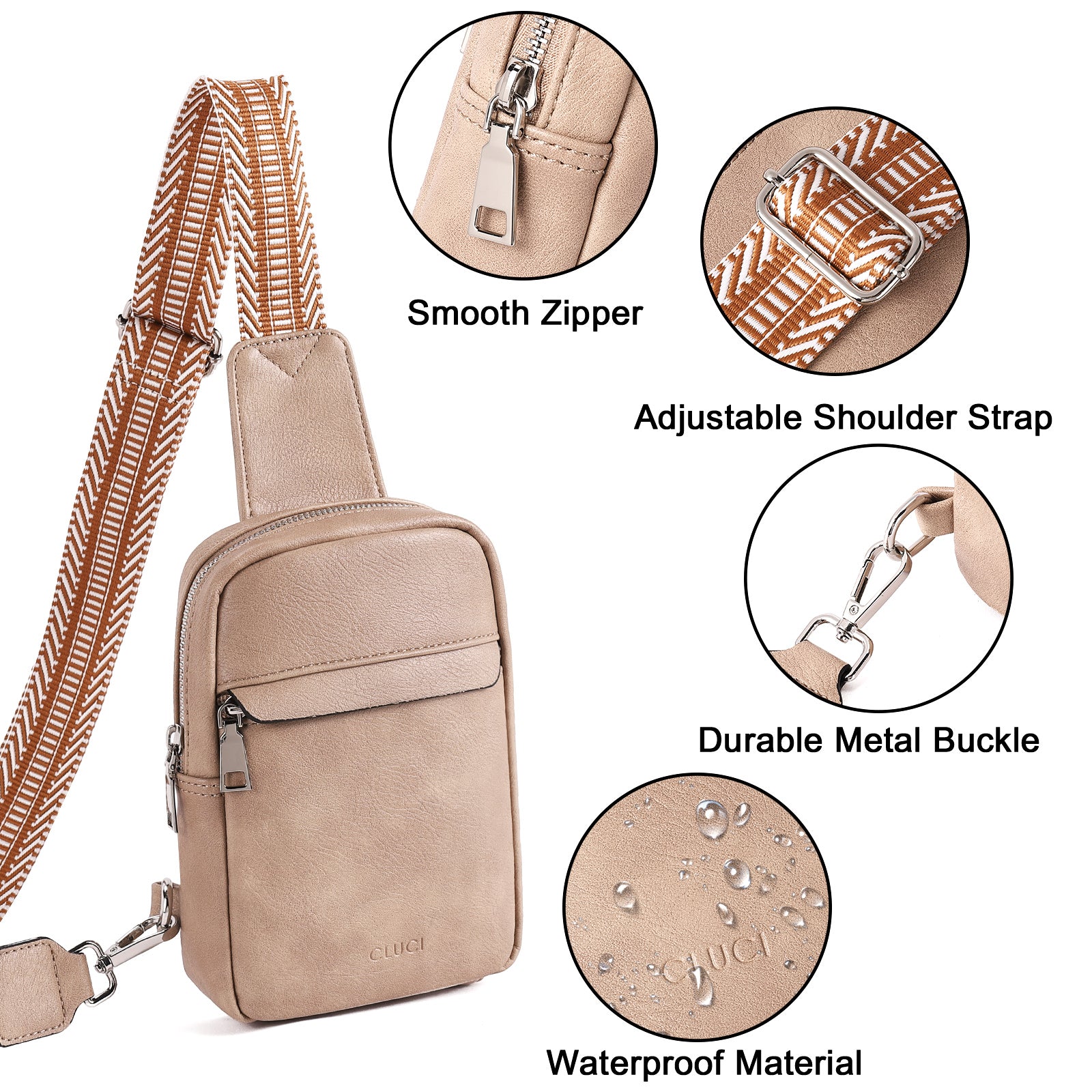 Small Sling Bag Vegan Leather Crossbody Chest Bags Trendy Women's Fanny Pack