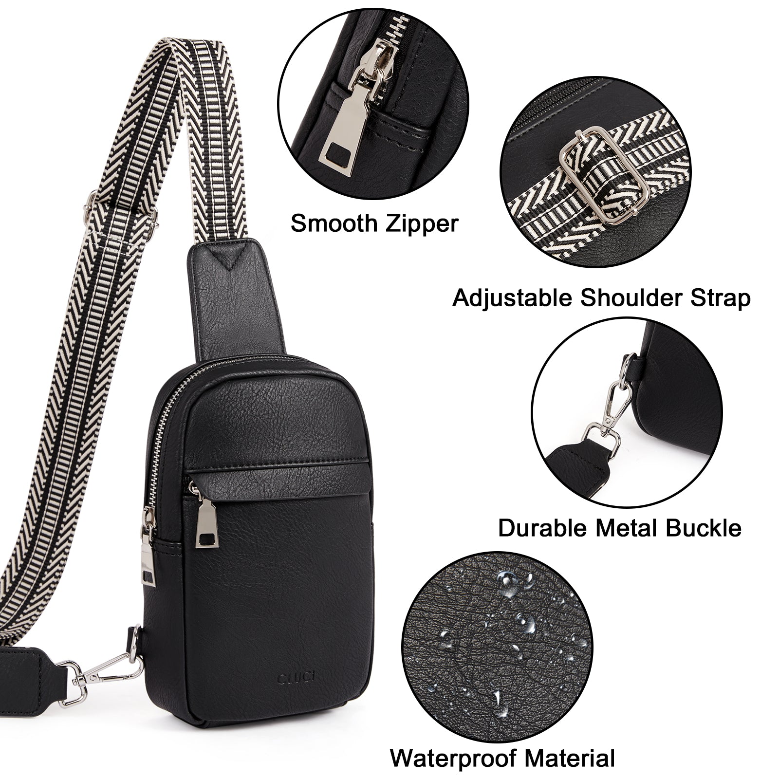 Small Sling Bag Vegan Leather Crossbody Chest Bags Trendy Women's Fanny Pack