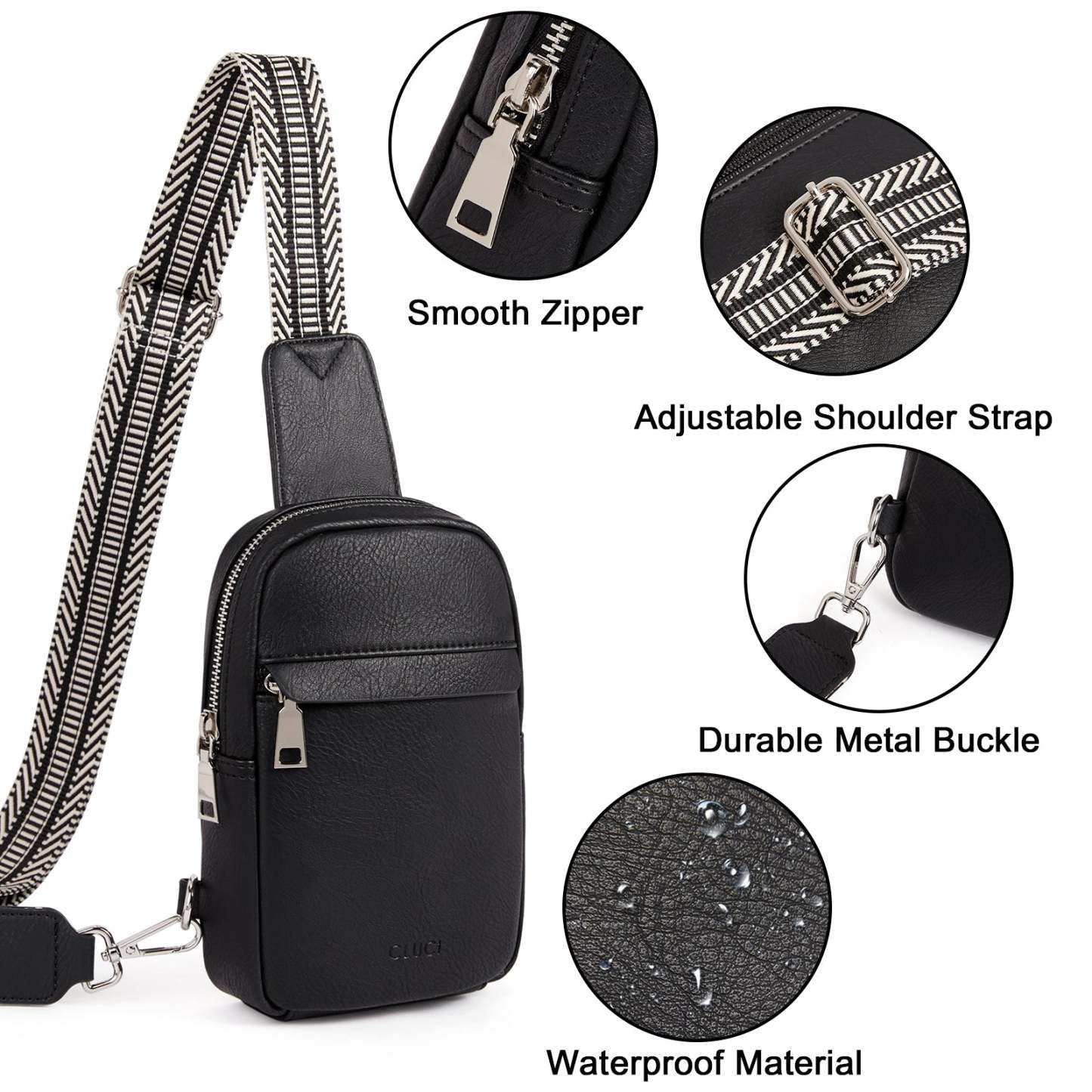 Small Sling Bag Vegan Leather Crossbody Chest Bags Trendy Women's Fanny Pack