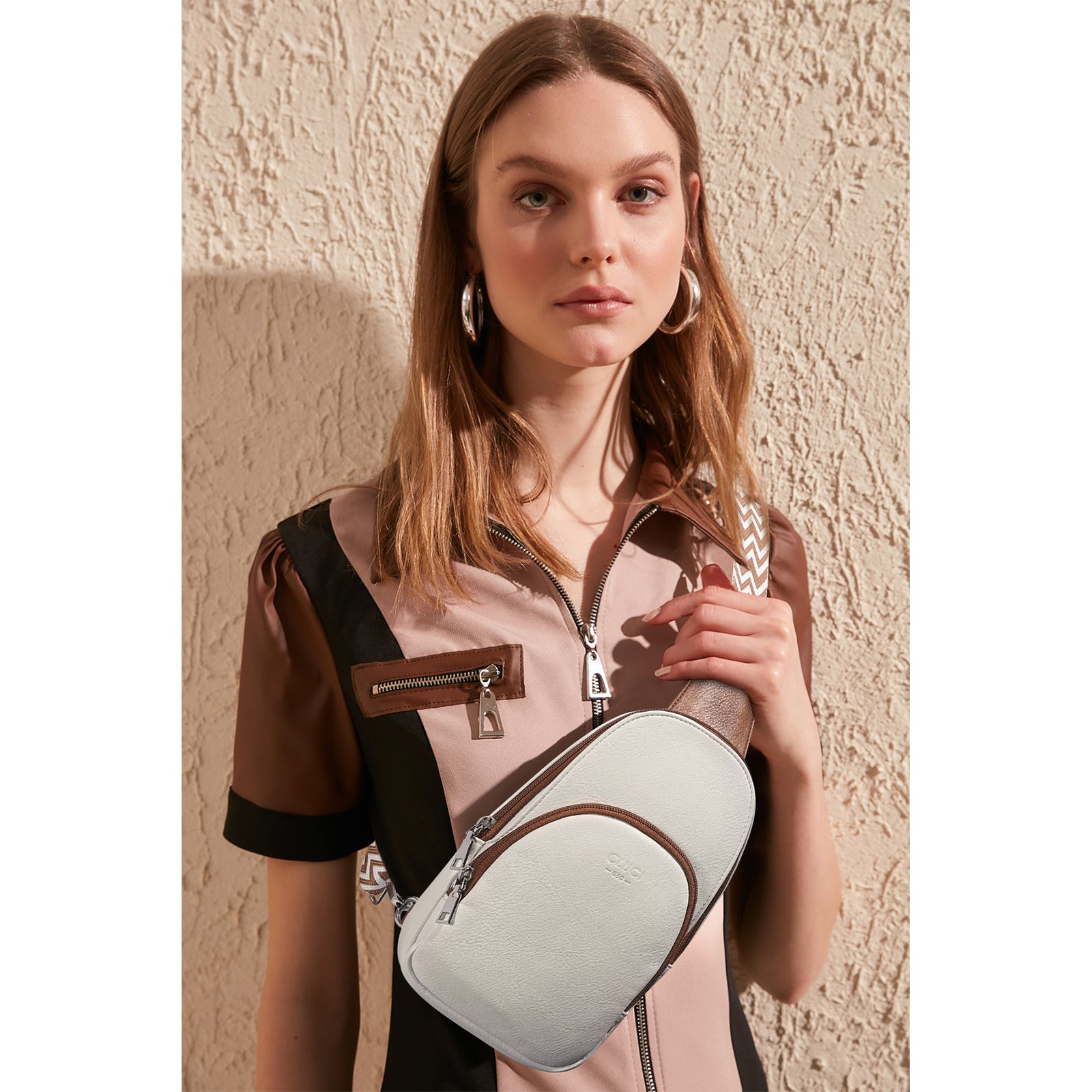 Small PU Leather Sling Bag Crossbody Bag for Women Traveling Hiking Cycling