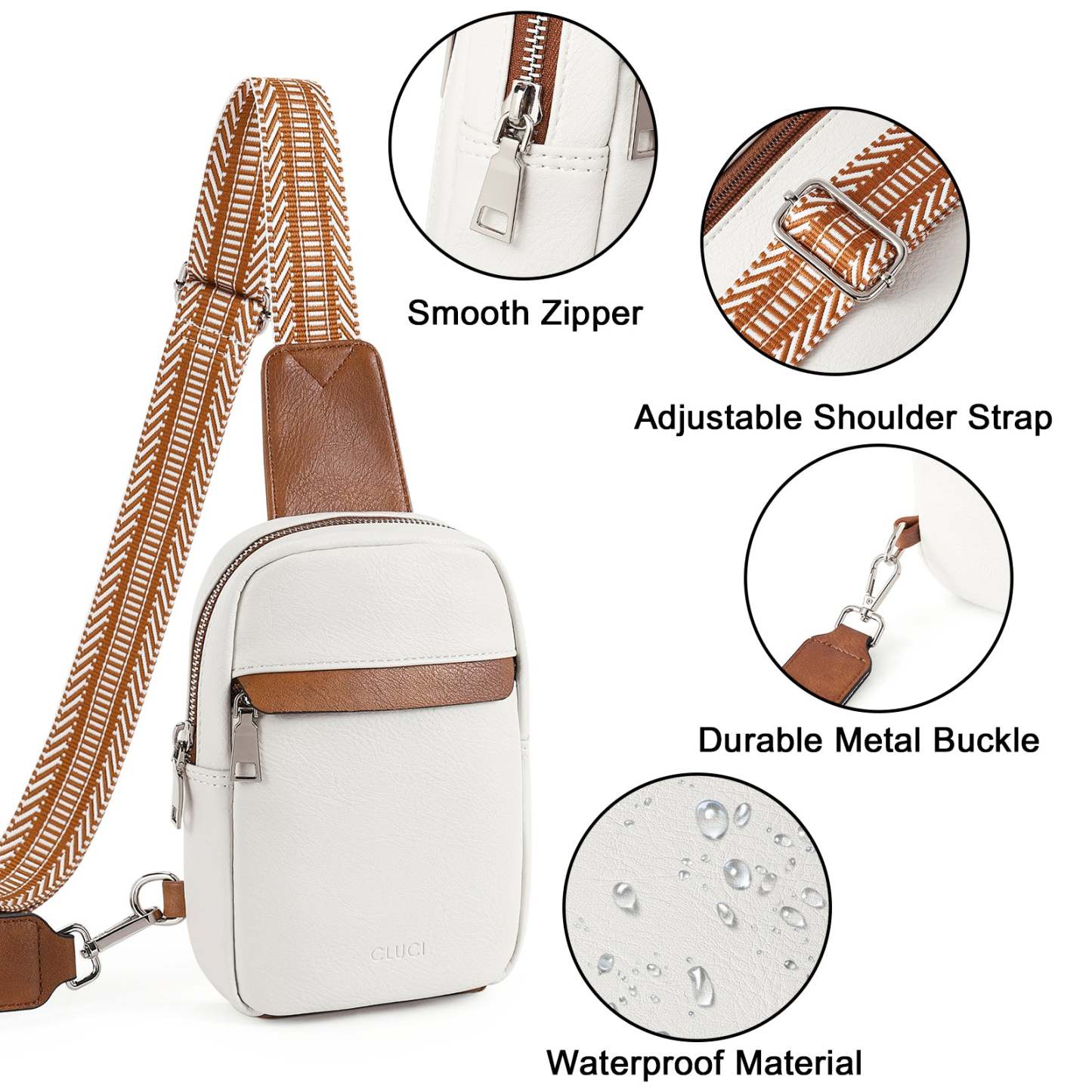 Small Sling Bag Vegan Leather Crossbody Chest Bags Trendy Women's Fanny Pack