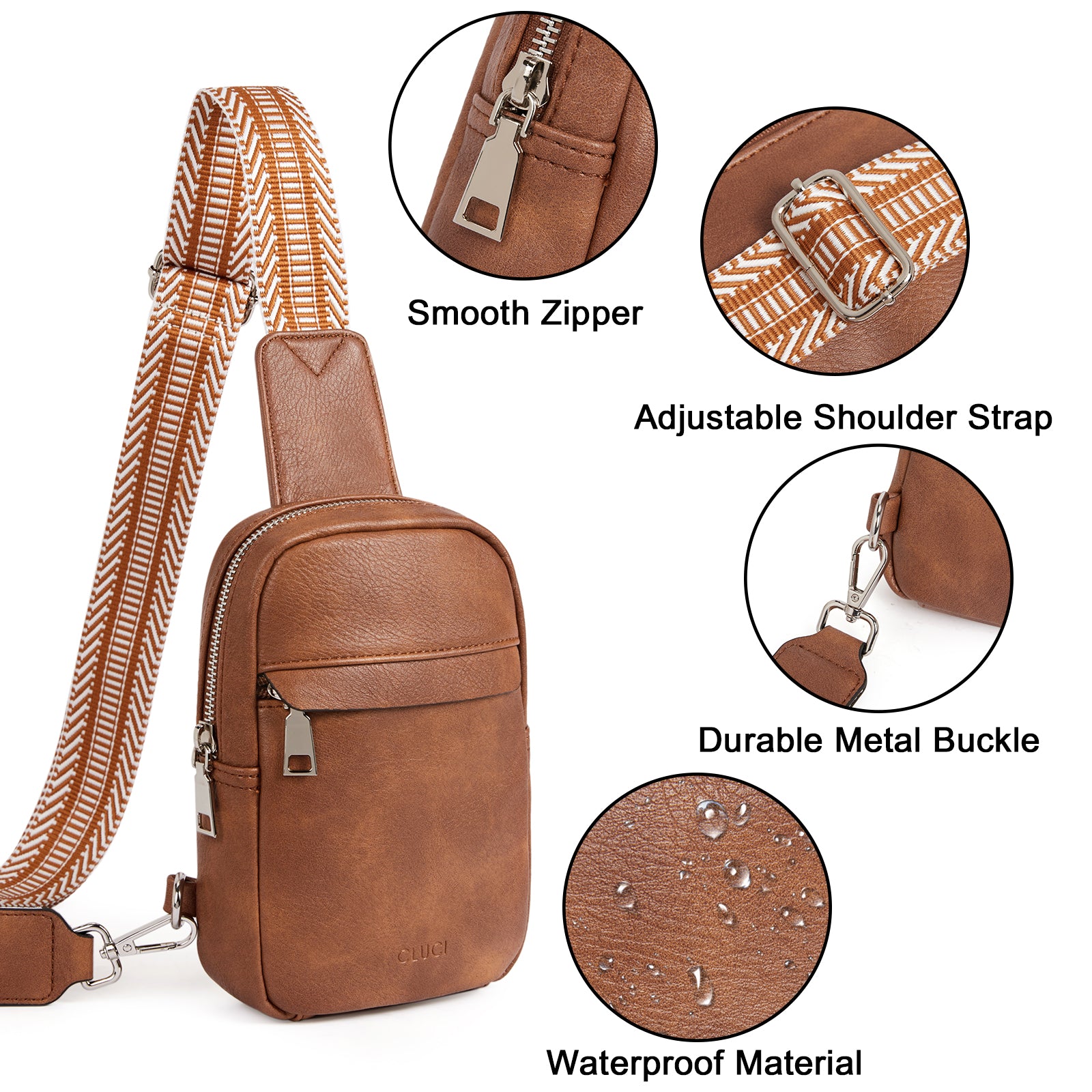 Small Sling Bag Vegan Leather Crossbody Chest Bags Trendy Women's Fanny Pack