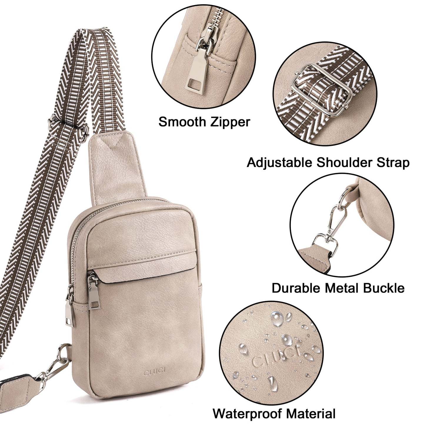 Small Sling Bag Vegan Leather Crossbody Chest Bags Trendy Women's Fanny Pack