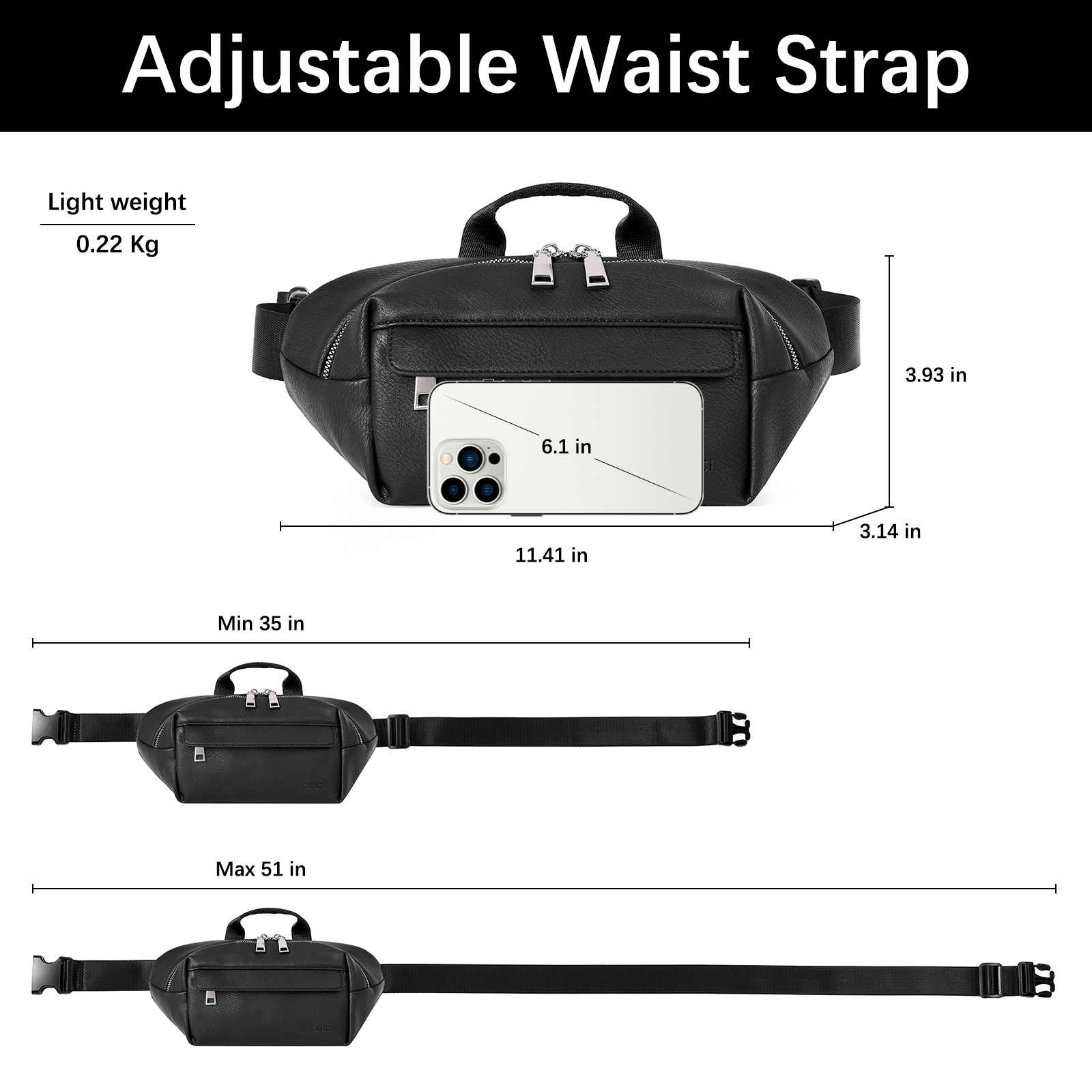 Leather Belt Bag Fanny Pack Crossbody Bags for Women Trendy Waist Bag with Adjustable Strap