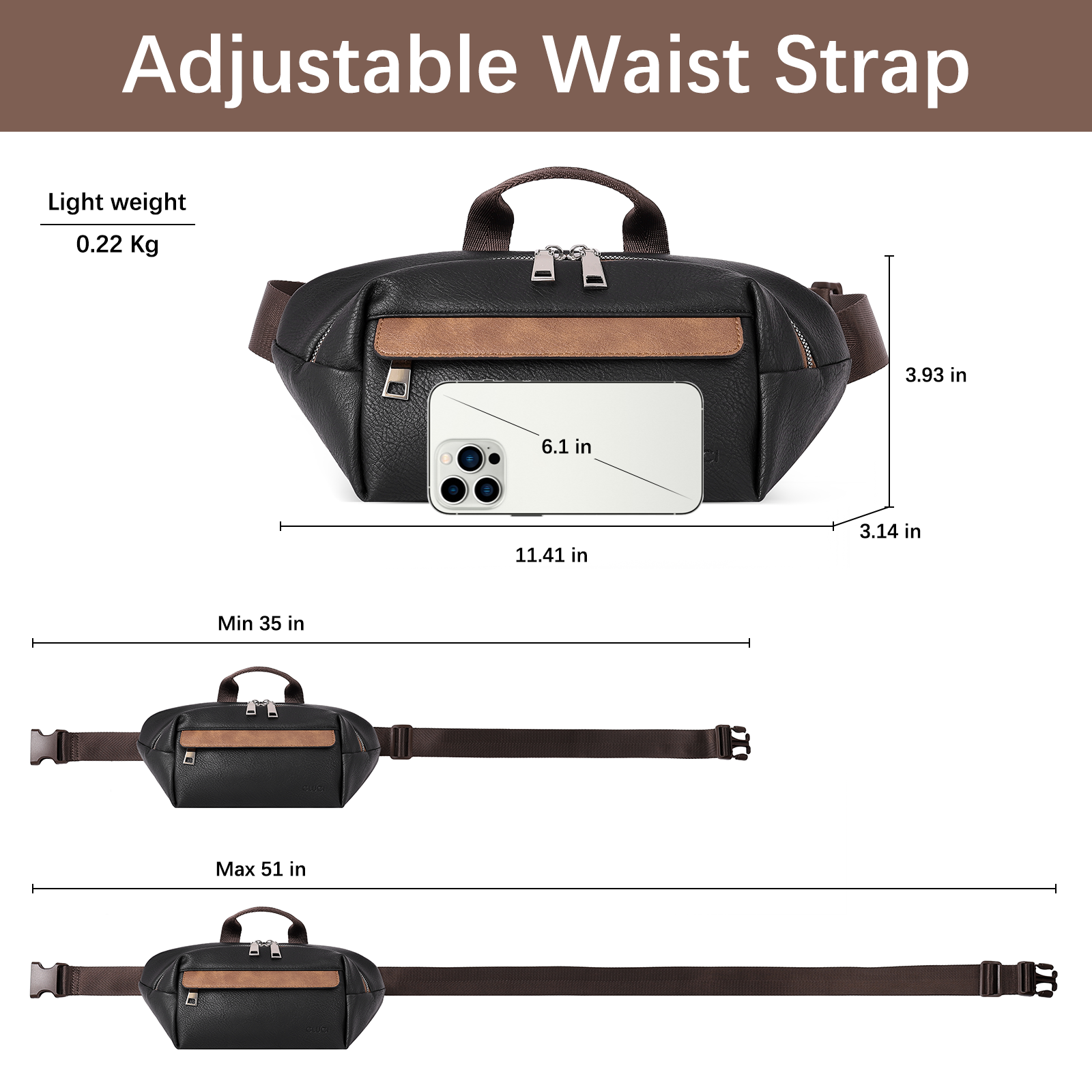 Leather Belt Bag Fanny Pack Crossbody Bags for Women Trendy Waist Bag with Adjustable Strap