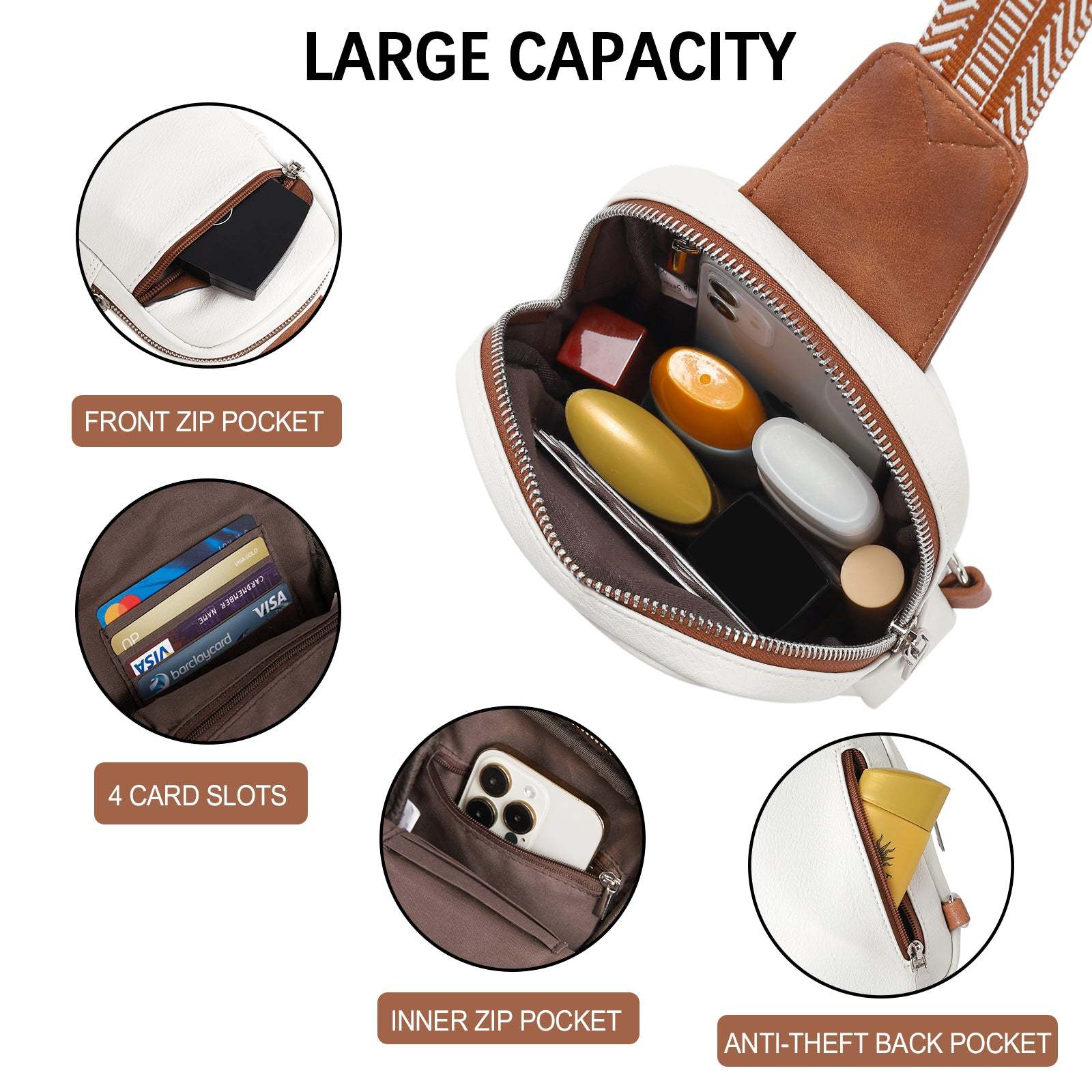 Small Sling Bag Vegan Leather Crossbody Chest Bags Trendy Women's Fanny Pack