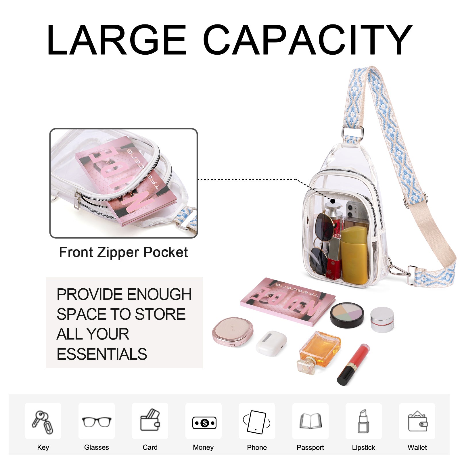 Stadium TPU Transparent Clear Sling Bag