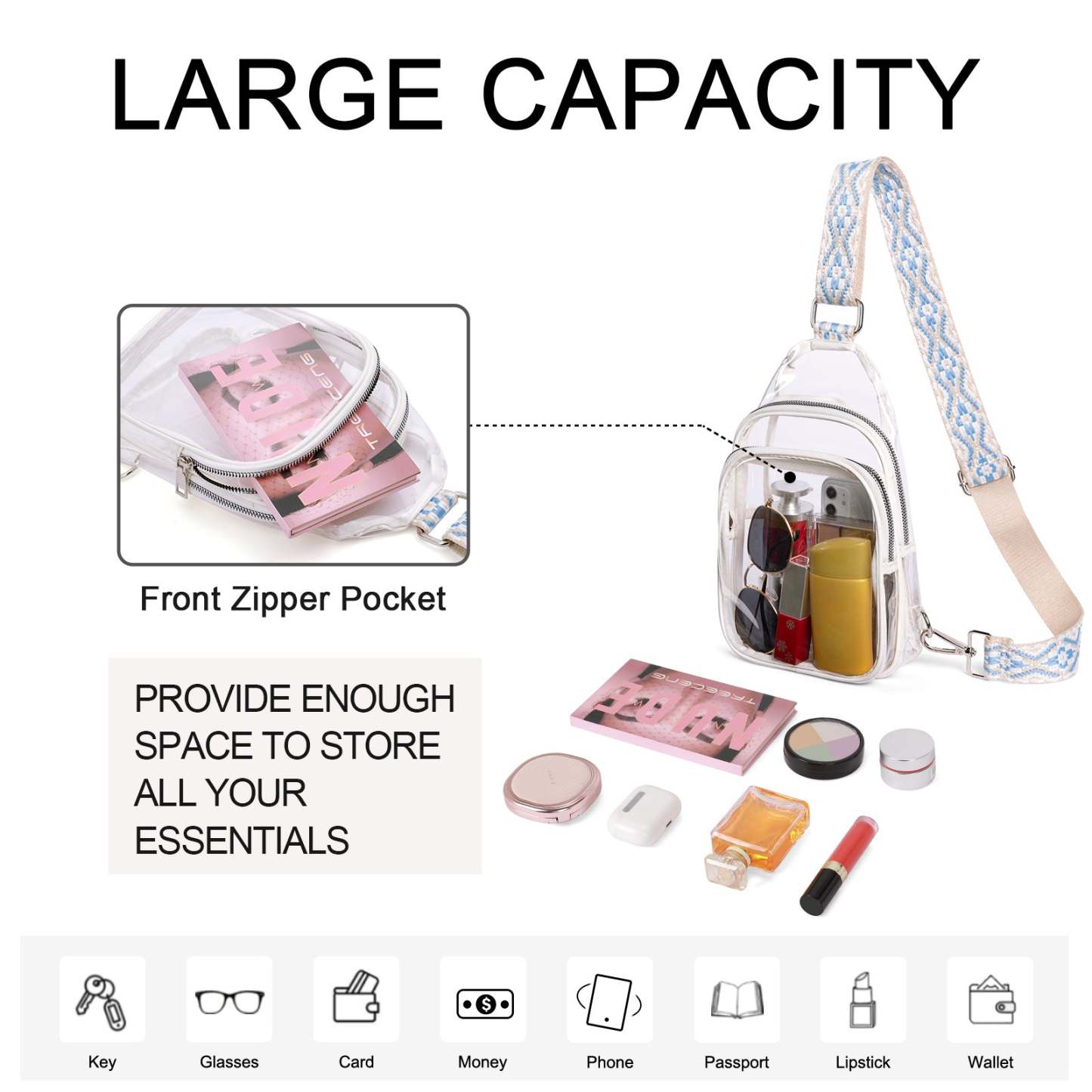 Stadium TPU Transparent Clear Sling Bag