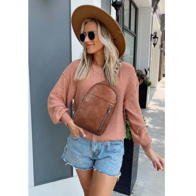 Large Leather Fanny Packs Sling Bag for Women Crossbody Purse Trendy Chest Bag