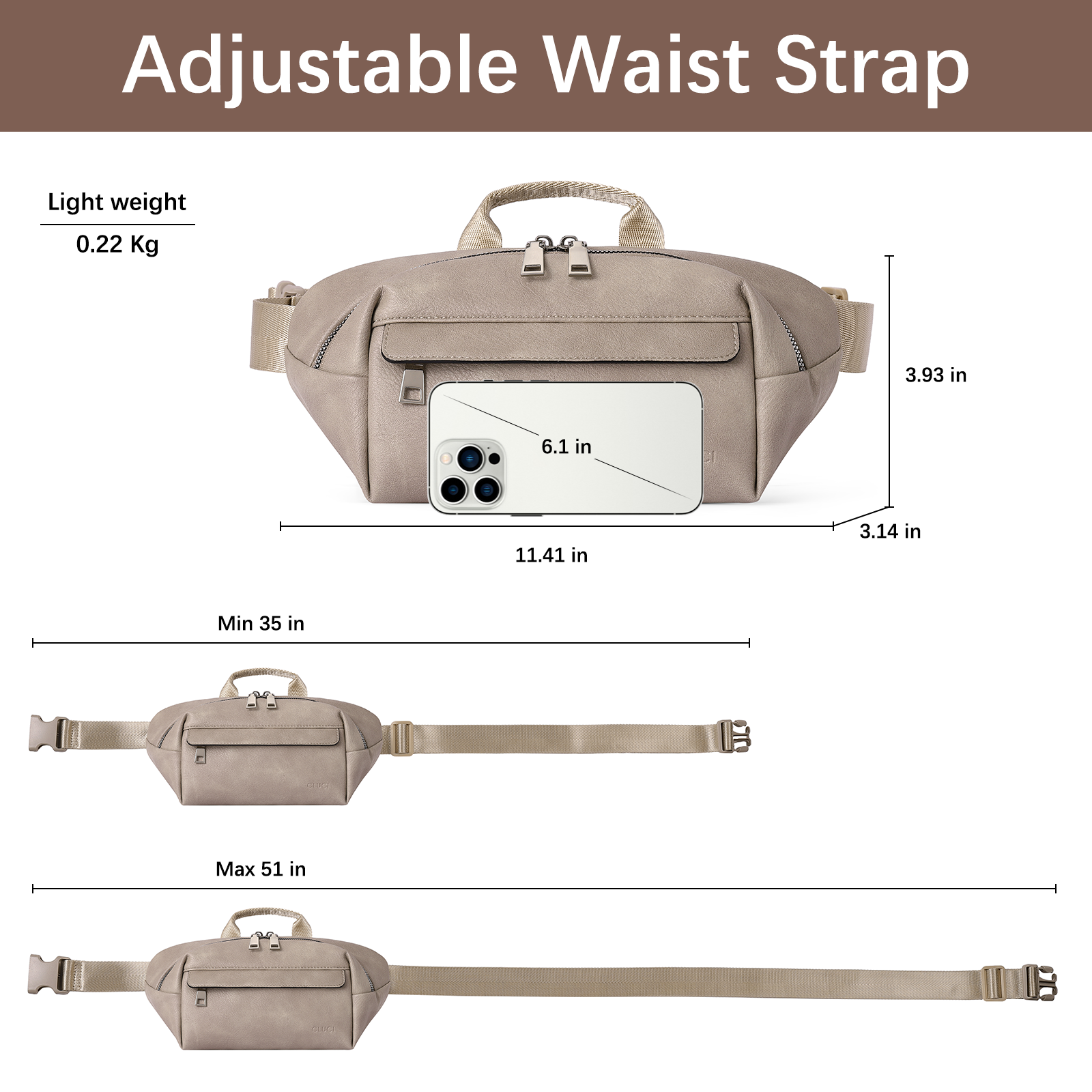 Leather Belt Bag Fanny Pack Crossbody Bags for Women Trendy Waist Bag with Adjustable Strap