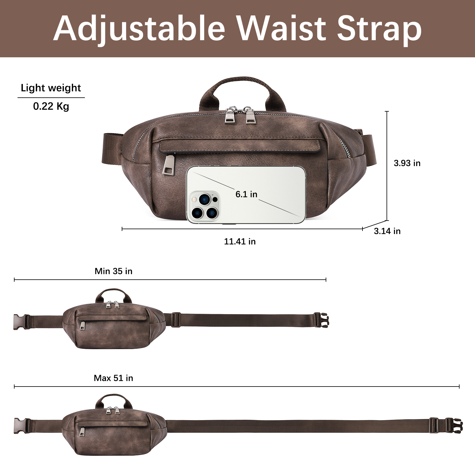 Leather Belt Bag Fanny Pack Crossbody Bags for Women Trendy Waist Bag with Adjustable Strap