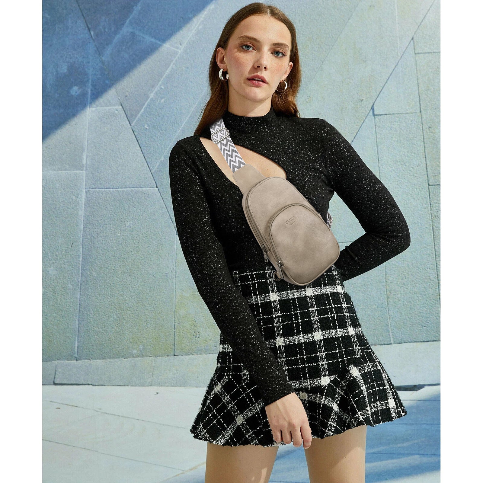 Small PU Leather Sling Bag Crossbody Bag for Women Traveling Hiking Cycling