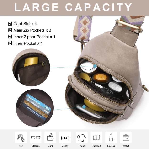 Sling Bag Crossbody Bags for Woman Leather Cross Body Bag Sling Backpack Crossbody Chest Bag Daypack Travel